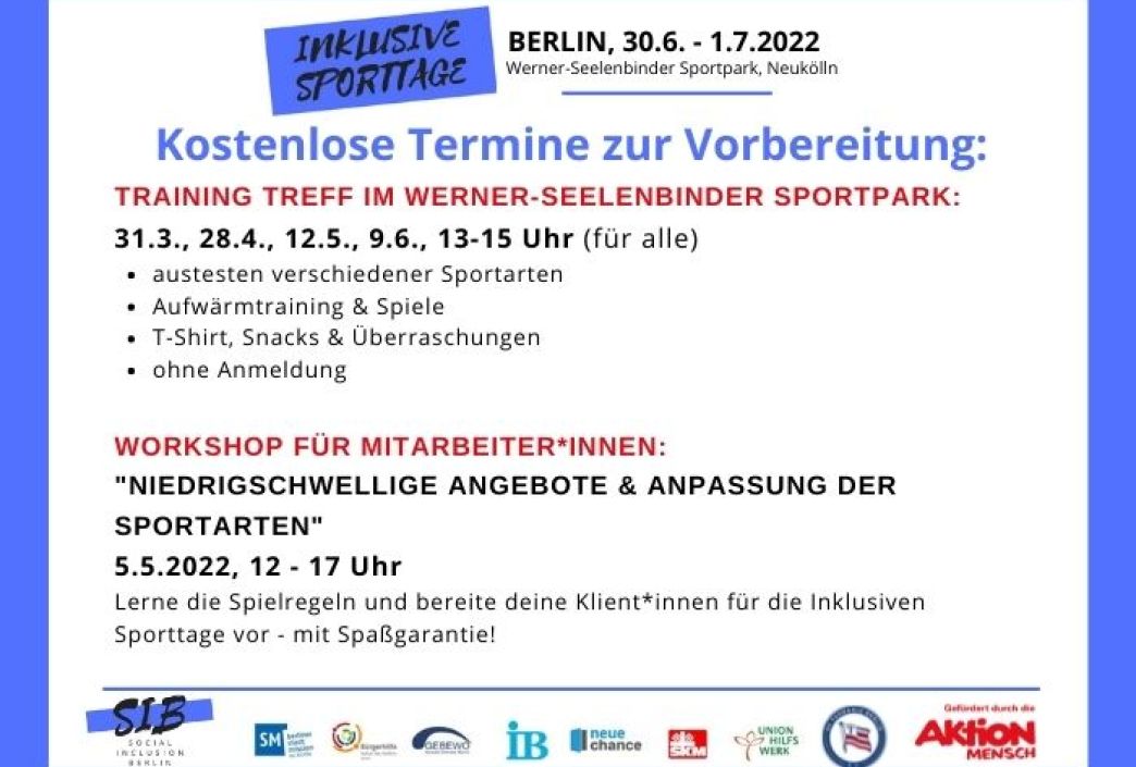 Flyer Training Treffs Inklusive Sporttage
